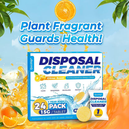 Garbage Disposal Cleaner and Deodorizer Tablets - 24 Pack, Powerful XXL Foaming Disposal Cleaner - Citrus Scented Foam, Natural Garburator & Sink Freshener, Septic Safe Kitchen Drain Cleaning Care