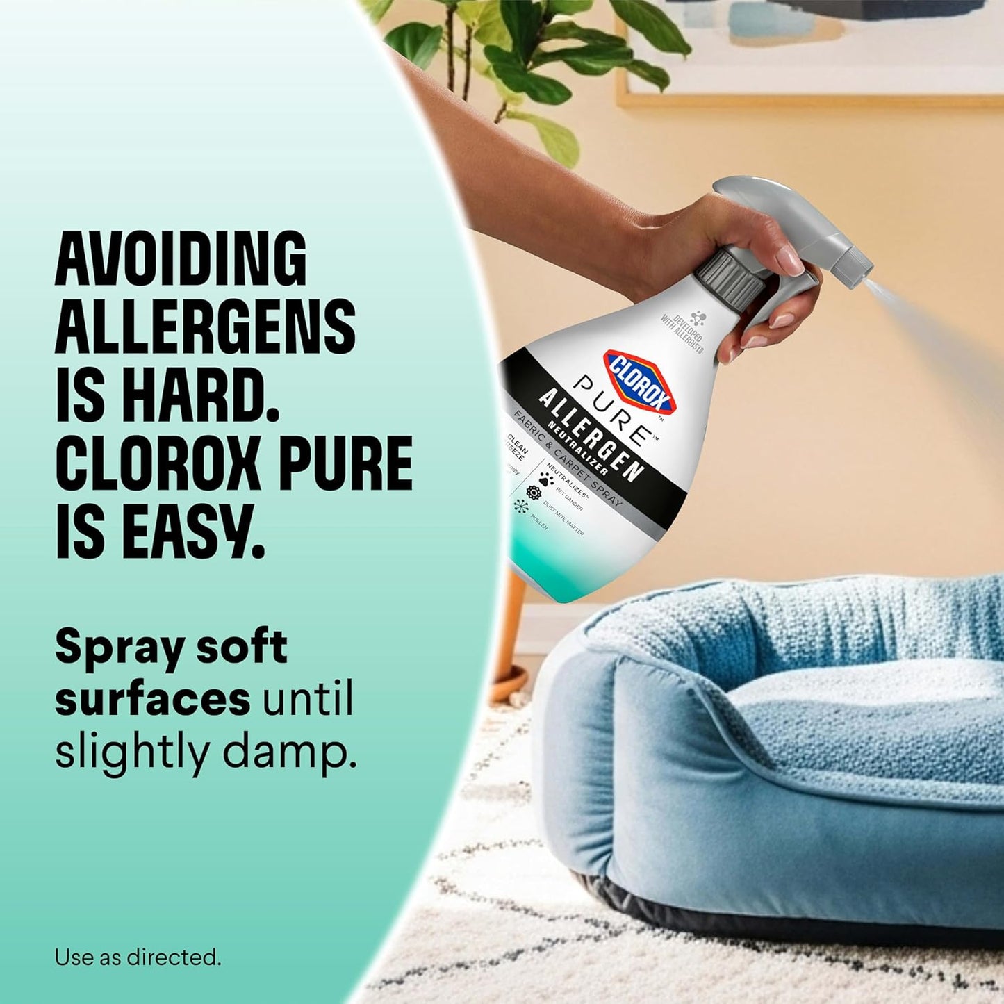 Clorox PURE Allergen Neutralizer Fabric and Carpet Spray, Clean Breeze, 26 Fluid Ounces (Pack of 2)