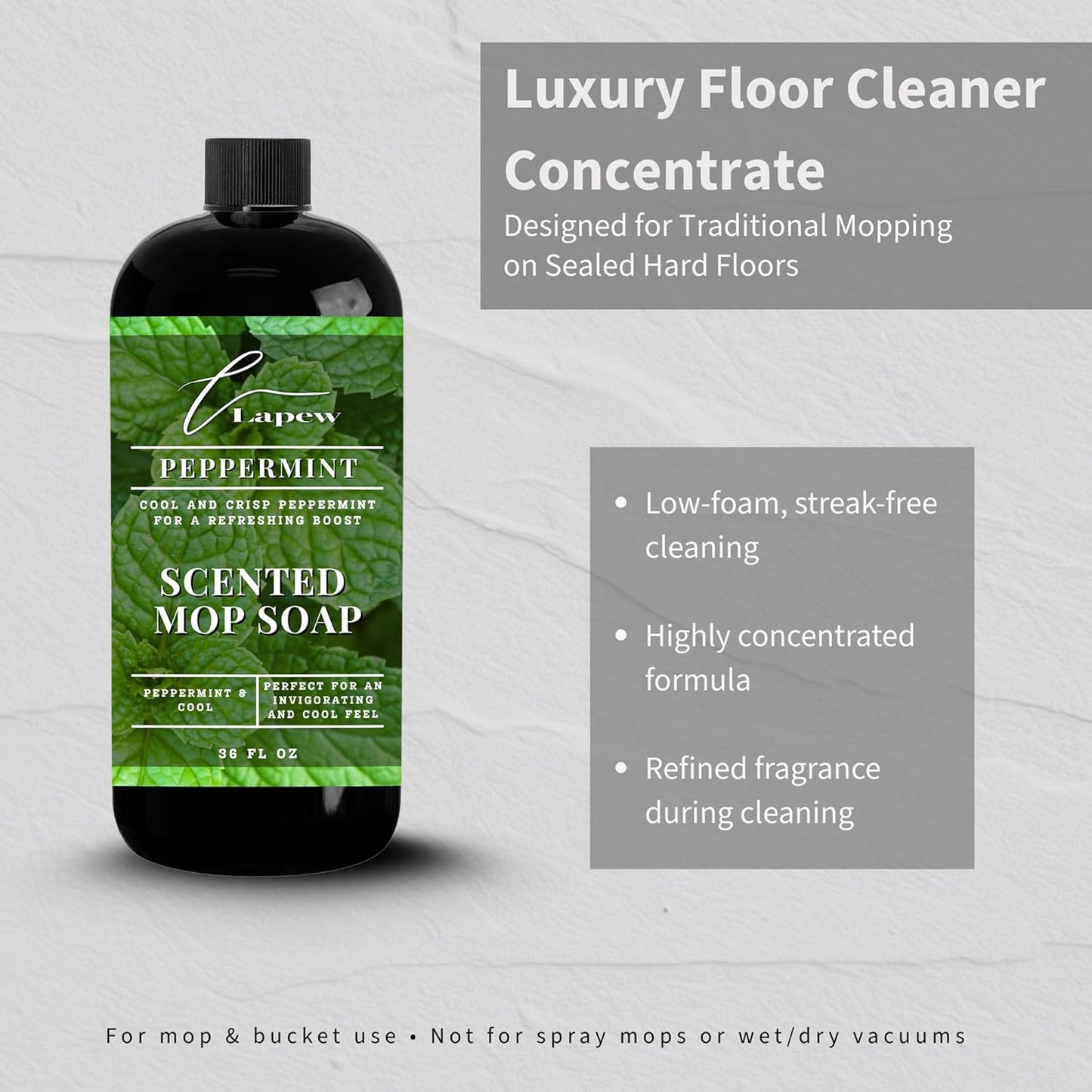 Lapew Santal Scented Mop Soap - Luxury Floor Cleaner Concentrate for Mopping Tile, Laminate, Vinyl & Hardwood | Streak-Free, Low-Foam | 36 oz - Colors A