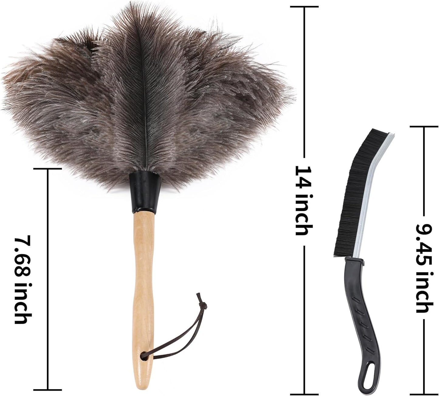 Soarer Extendable Ostrich Feather Duster - 40 inches Fluffy Long Handle Reusable Feather Duster for Cleaning Ceiling Fan,Pendant lamp, High Ceiling, Blinds, Furniture