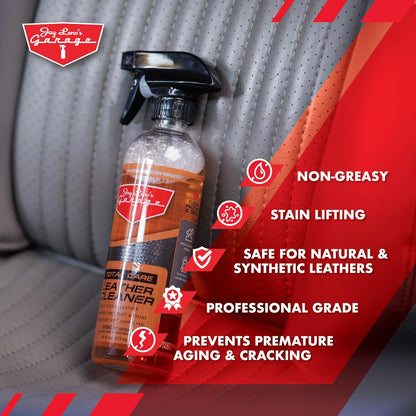 Jay Leno's Garage Car Leather Conditioner and Auto Leather Care - Professional Leather Conditioner for Car Seats, Nourishes Protects & Restores, Lanolin & Beeswax Formula, Non-Greasy Finish (16 oz)