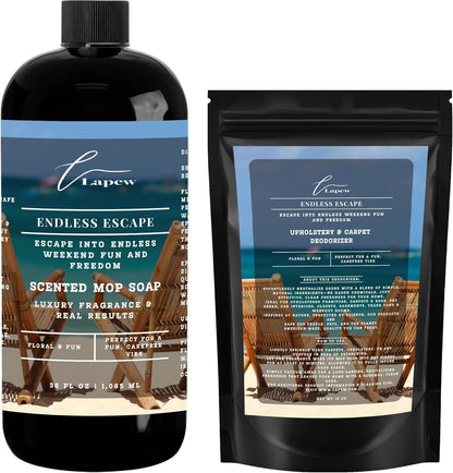 Lapew Black Sea Scented Cleaning Bundle | Carpet Deodorizer Powder (16 oz) & Mop Soap Concentrate (36 oz) | Pet-Friendly Odor Eliminator - Colors B