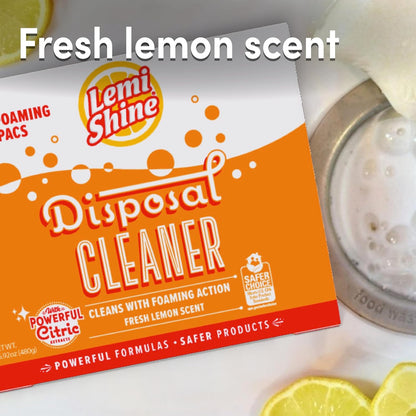 Lemi Shine Garbage Disposal Cleaner and Deodorizer Powered By Citric Acid | Foam Cleaner For Kitchen Garbage Disposal with a Natural, Fresh Lemon Scent (2 Count)