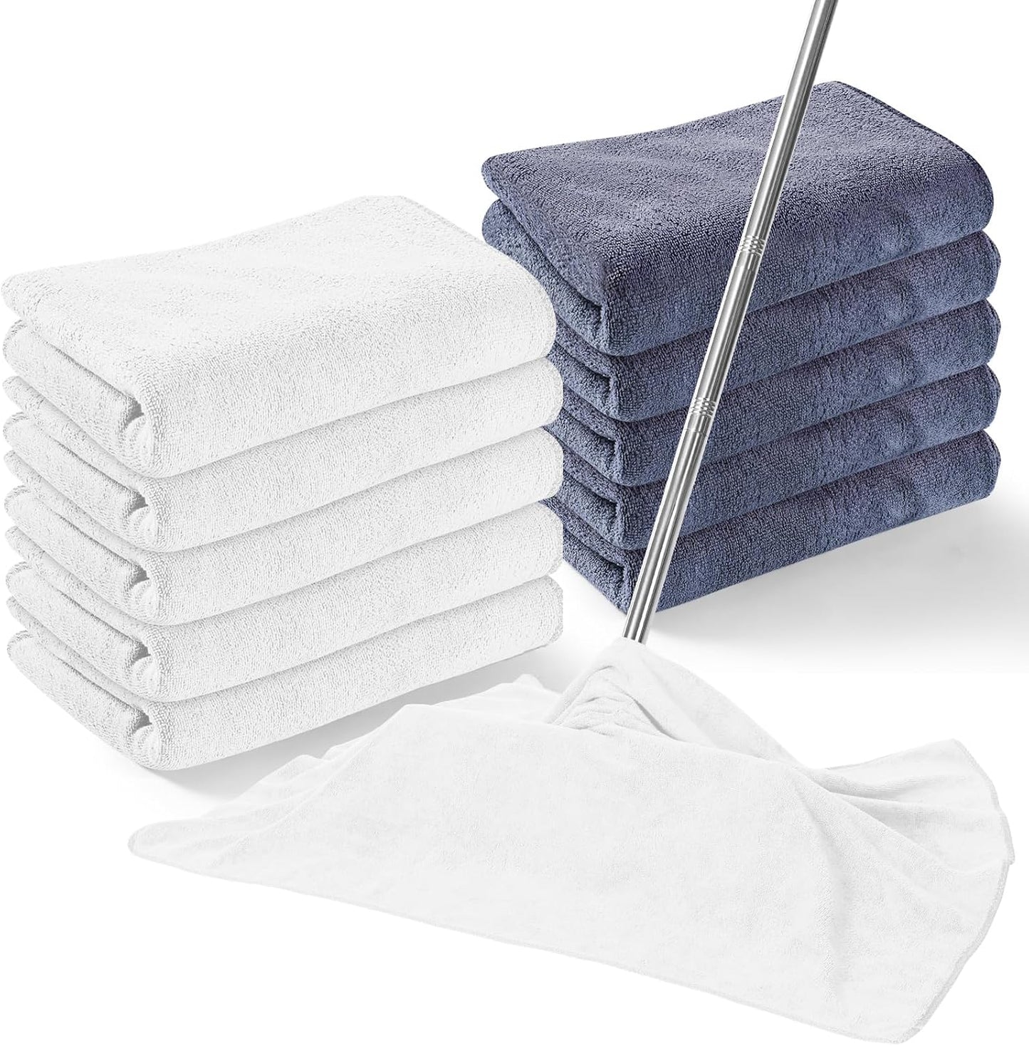 SmoothNovelty 10 Pcs Extra Large Microfiber Cloth 30" x 20" Large Floor Microfiber Towel Reusable Washable Free Lint Free Cloth Rag for Squeegee Mop Floor Window Housekeeping (Bright Color)