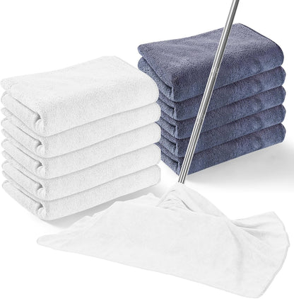 SmoothNovelty 10 Pcs Extra Large Microfiber Cloth 30" x 20" Large Floor Microfiber Towel Reusable Washable Free Lint Free Cloth Rag for Squeegee Mop Floor Window Housekeeping (Bright Color)