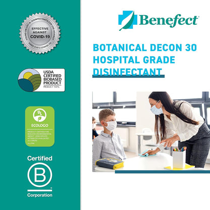 Benefect Botanical Decon 30 Disinfectant Cleaner, 4 oz. Spray Bottle, Light Lemon & Thyme Scent, Hospital Grade Disinfectant, Kills Over 99.99% of Germs, Safe for Food-Contact Surfaces (Pack of 4)