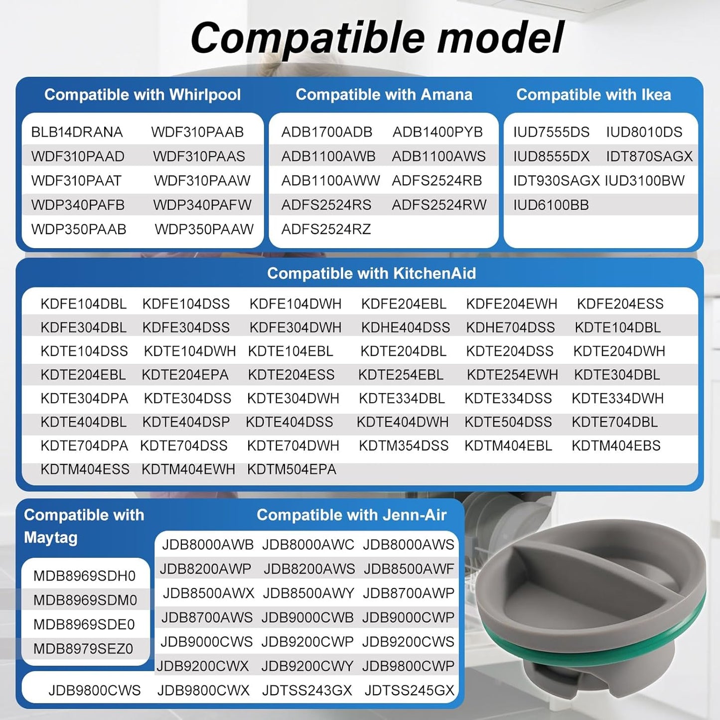 Upgraded WPW10524919 Dishwasher Rinse Aid Cap Replacement Compatible with Whirlpool Amana Ikea WDP350PAAW5 KDTE104DSS0. W10524919 Dispenser Cap Replace W10524923 Dishwasher Rinse Aid Dispenser Cap
