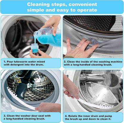 8 PCS Multi-Purpose Washing Machine Cleaning Brush, Dryer Vent Cleaner Kit, Crevice Brush for Bathroom, Grout & Sink, Household Tile Cleaning Tools, Long Handle Tools for Front Load & Top Load Washers