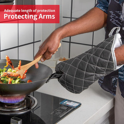 ARCLIBER Oven Mitts 1 Pair of Quilted Terry Cloth Cotton Lining,Extra Long Professional Classic Oven Mitt Heat Resistant Kitchen Oven Gloves,16 Inch