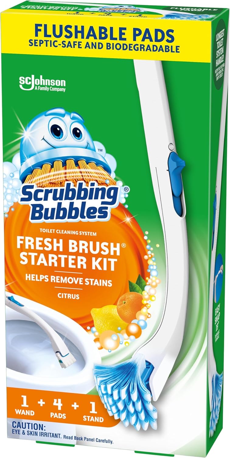 Scrubbing Bubbles Flushable Toilet Bowl Wand Cleaner Refills, Fresh Brush Cleaner Toilet Refill Pads, Removes Limescale & Odors, Citrus Scent, 20 Count (Pack of 1)