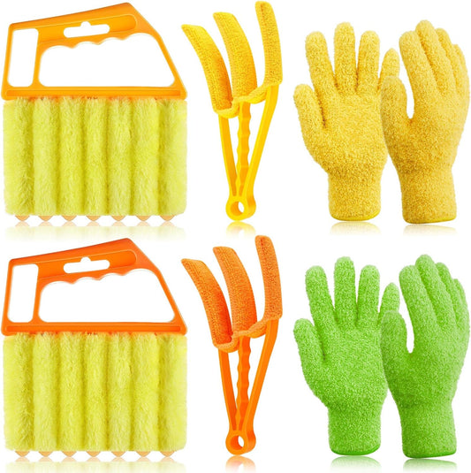 6 Pcs Window Venetian Blind Cleaner Duster Tool 2 Pcs 7 Fingers Dusting Cleaner Tool 2 Pcs Shutter Cleaner Brush and 2 Pairs Cleaning Gloves for Air Conditioner Keyboard Fan Dirt House Dust Cleaner