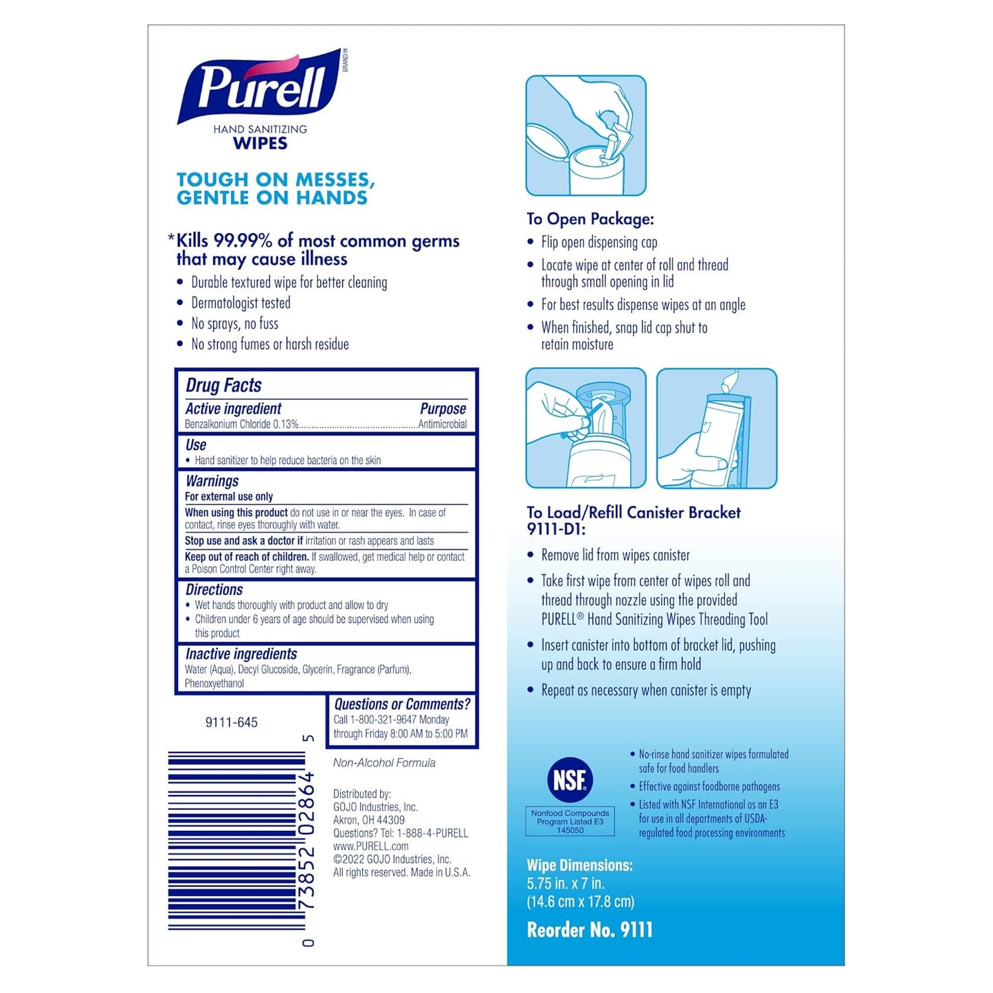 Purell Hand Sanitizing Wipes, Clean Refreshing Scent, 40 Count Hand Wipes Canister (Pack of 6) - 9120-06-CMR
