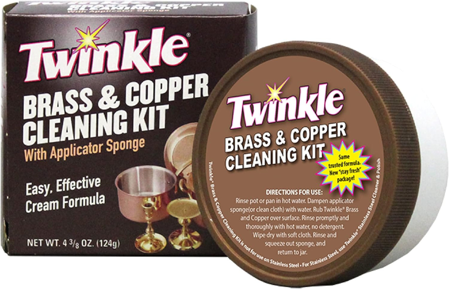 Twinkle Brass & Copper Cleaning Kit, Easy Effective Cream Formula, 4.38-Ounce (Pack of 2)