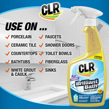 CLR Brilliant Bath Foaming Bathroom Cleaner Spray - For Use On Toilet, Bath, Shower, Sink, Glass, Stainless Steel - Fresh Scent, 26 Fl Ounce Bottle (Pack of 4)