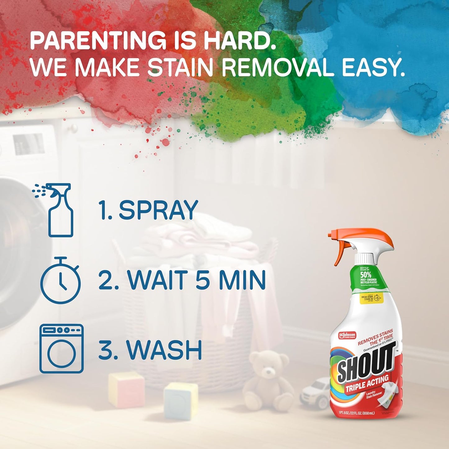 Shout Active Enzyme Laundry Stain Remover Spray for Clothes, Triple-Acting Formula Clings, Penetrates, and Lifts Tough & Everyday Stains - Prewash Refill 60oz (1.7L)