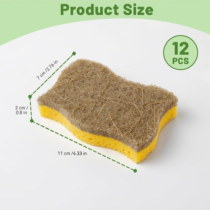 LILAC 12 Pack Natural Cellulose Sponges for Dishes - Non-Scratch Kitchen Scrub Sponges - 100% Biodegradable & Eco-Friendly Cleaning Sponges for Non-Stick Cookware, Bathroom & Household