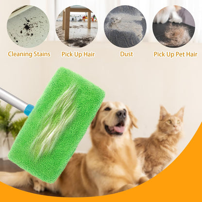 Unoutur Reusable Dry Sweeping Cloths Microfiber Wet Mop Pads Compatible with Swiffer Sweeper Mop Replacement Sweeping Mopping pad Refills for Hardwood Surface Floor Cleaning (4PCS)