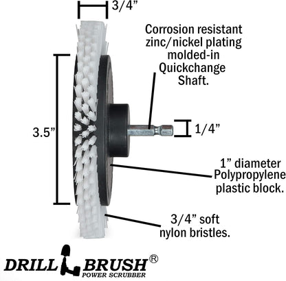 Drillbrush Multi-Surface Drill Brush Attachments Set for Car Interior, Bathroom, Flooring, Counters, Sinks, Siding, Garages, and More - Dishwasher Safe Drill Brush Car Detailing Kit Attachment Set