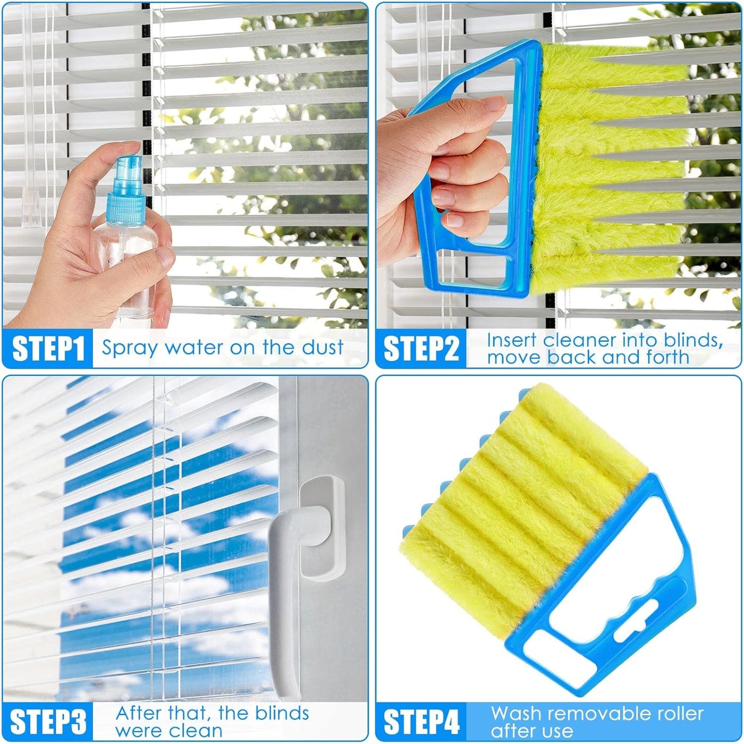Geiserailie 1 Pcs Window Venetian Blind Cleaner Duster Tool Washable 7 Fingers Dusting Cleaner and Air Vent Shutter Brush Blinds Air Conditioner Fan Duster Dirt Housekeeping Tool (Orange)