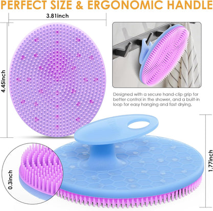 INNERNEED Food-Grade Soft Silicone Body Scrubber Shower Brush Handheld Cleansing Skin Brush, Gentle Exfoliating and Lather Well (Black)