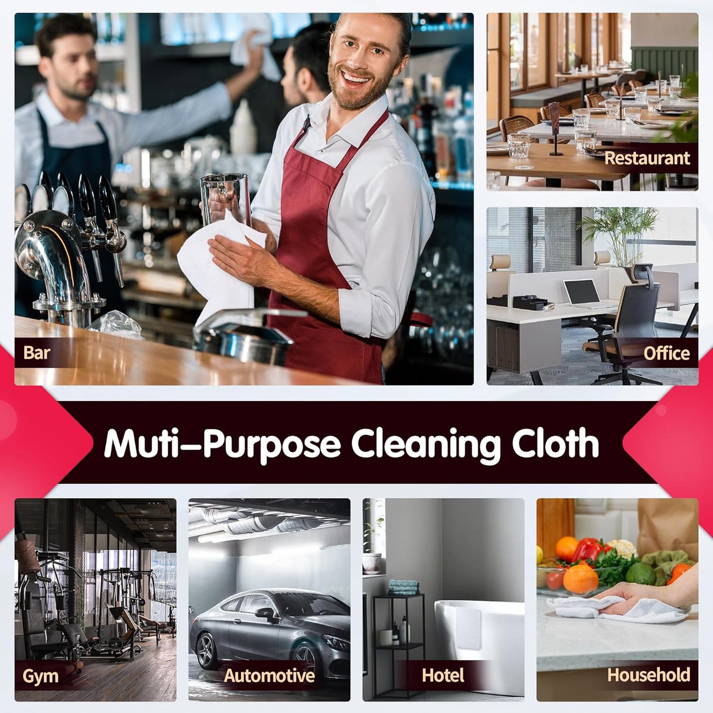 FIXSMITH Microfiber Cleaning Cloth - Pack of 8, Size: 12 x 16 in, Multi-Functional Cleaning Towels, Highly Absorbent Cleaning Rags, Lint-Free, Streak-Free Cleaning Cloths for Car Kitchen Home