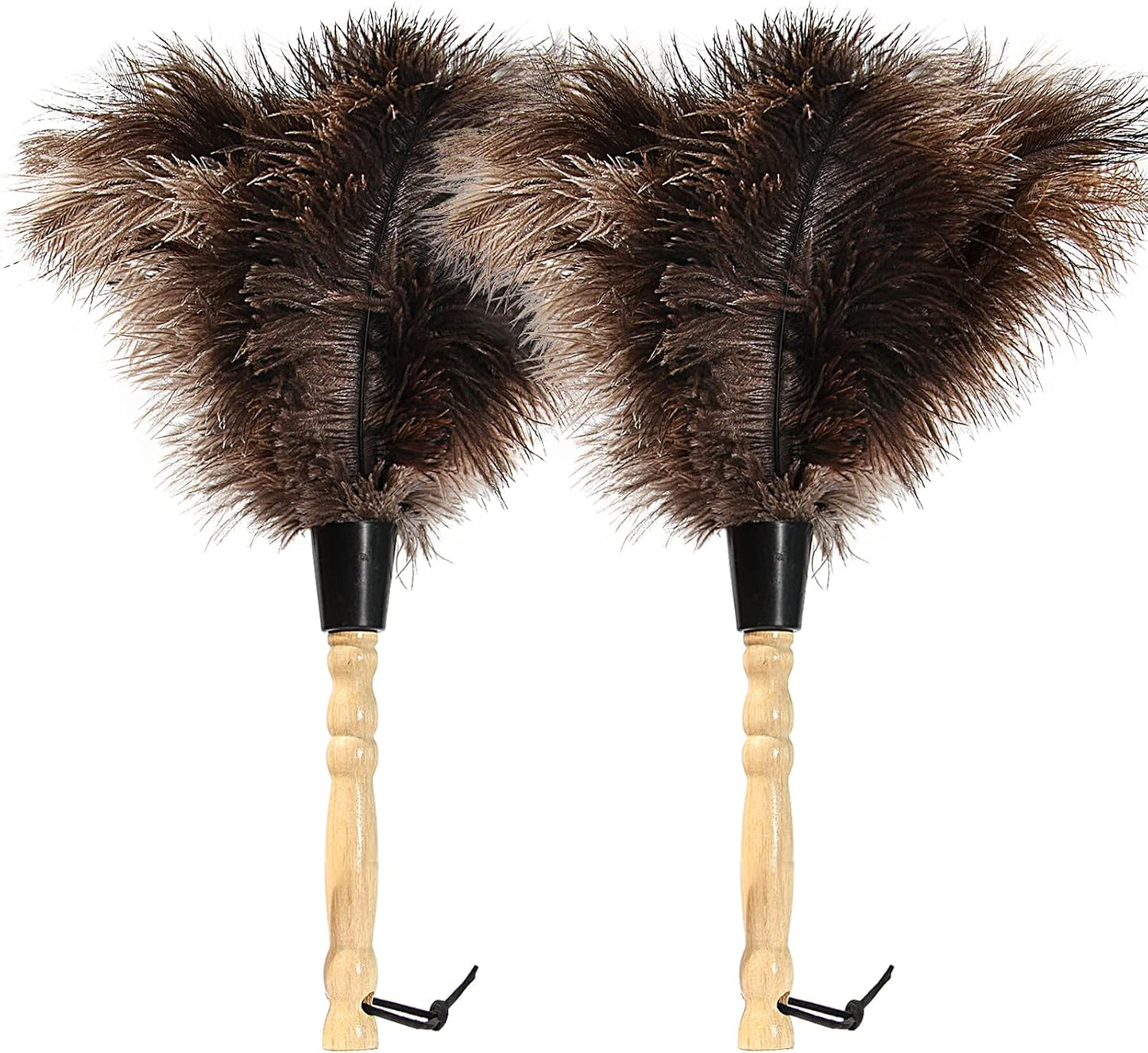 Retractable Ostrich Feather Duster for Cleaning, Fluffy and Natural Feather Duster with Retractable Handle， Reusable Eco-Friendly Handheld Cleaning Supplies (15 inch)