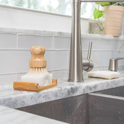 Dish Soap Bar with Bamboo Soap Dish Tray – Solid Dish Soap Block, Eco Friendly Non Toxic Plant Based Dishwashing Soap, Fragrance Free, Zero Waste, Biodegradable Kitchen Soap (5.64 oz)