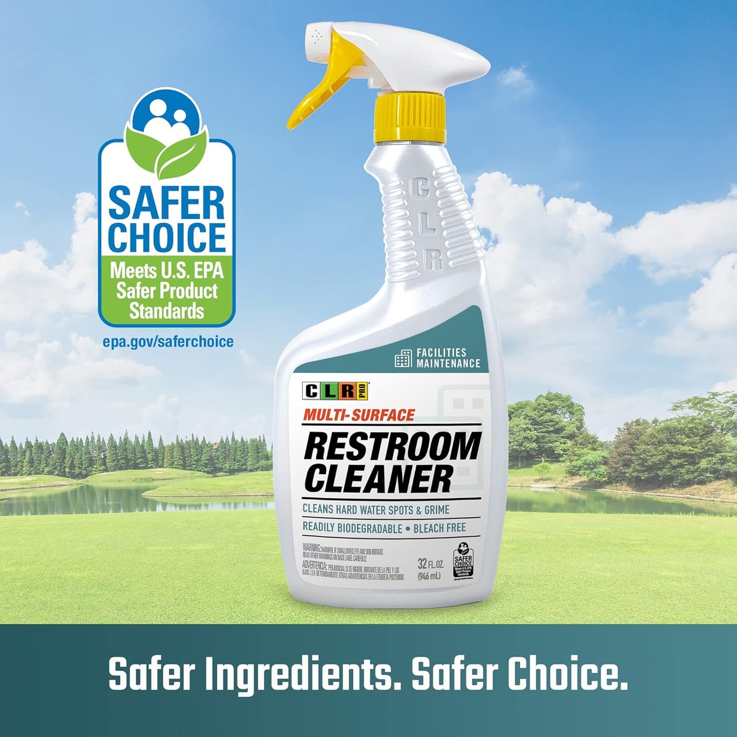 CLR PRO Calcium, Lime & Rust Remover - Quickly Removes Calcium and Lime Deposits, Stubborn Rust Stains, and Household Hard Water Deposits (32 Ounce Spray (Pack of 6))