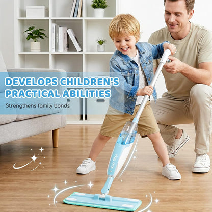 Kids Spray Mop - 30 Inch, 420ml Large Water Tank, Effective Cleaning Tool & Fun Montessori Toy, Pretend Play Housekeeping Set Toddlers Love (Magenta)