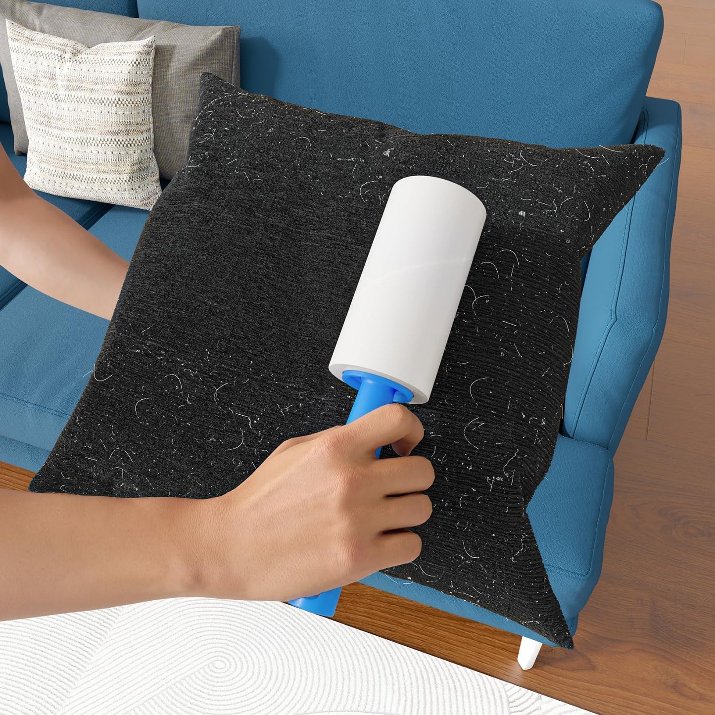 Large Lint Rollers for Carpet, 9.45'' Sticky Rollers for Floor with 360 Sheets, Extendable Long Handle Sticky Mop for Cleaning Couch, Curtains, Cars, Clothing, and Pet Hair