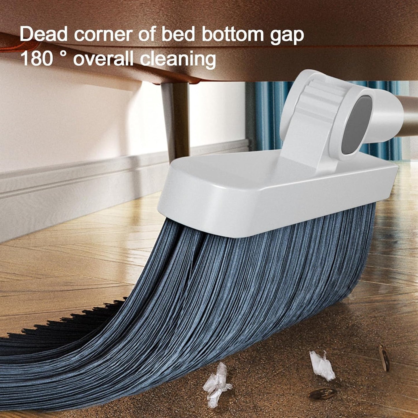 2-in-1 Broom with Dustpan Combo Set,Long Handle Broom Dustpan Combo with Dustpan Teeth to Automatically Clean Hair for Home, Indoor or Outdoor Cleaning Hall Floor (Gray)