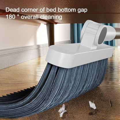 2-in-1 Broom with Dustpan Combo Set,Long Handle Broom Dustpan Combo with Dustpan Teeth to Automatically Clean Hair for Home, Indoor or Outdoor Cleaning Hall Floor (Gray)