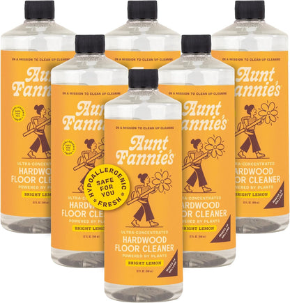 Aunt Fannie's Ultra Concentrated Hardwood Floor Cleaner, Vinegar-Free Plant Based Hardwood Floor Cleaner for Mopping, Bright Lemon Scent, 32 oz. (Pack of 1)