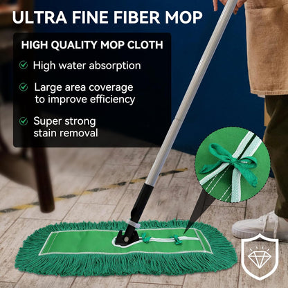 36 Inch Dust Mop Head: Replacement Medium Washable Commercial Mop Head Sweeper and Janitorial Replacement Green (Green - 36 Inch, 3 Pack)