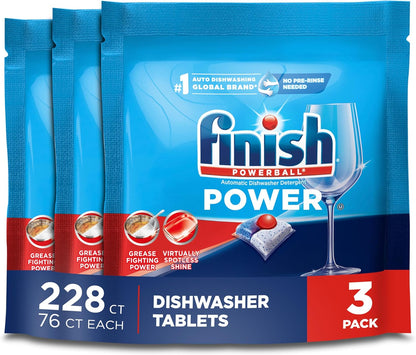 Finish Power Dishwasher Pods, No Pre-Rinse Dishwasher Detergent Soap For Deep Clean & Shine with Degreasing Power, 43 Count
