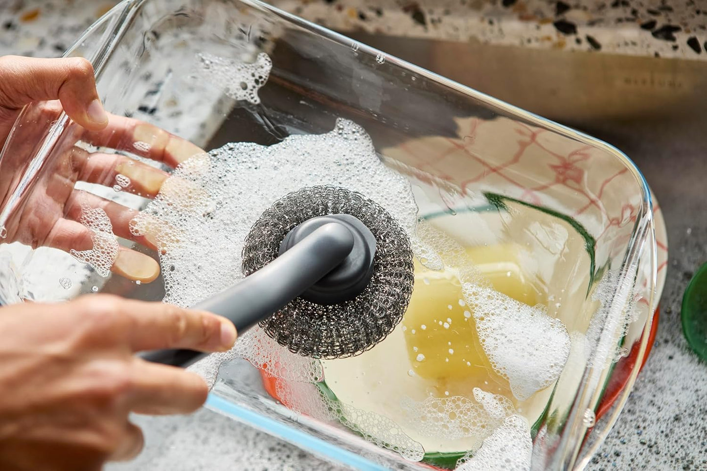 Joseph Joseph SinkTech Refillable Soap-Dispensing Dish Brush with Stainless Steel Storage Stand Drip Tray