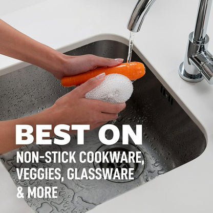 Scotch-Brite Greener Clean Recycled Scrubbing Circles, 3 Dish Scrubbers for Cleaning Kitchen & Scrubbing Fruits or Veggies, Safe on Nonstick Pots and Pans, Glassware