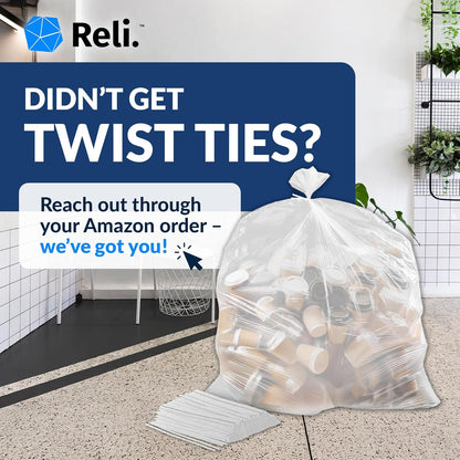 Reli. 40 to 45 Gallon Trash Bags Heavy Duty | 125 Trash Bags with Ties | Super Sizeable, Clear, Serious Garbage Cleanup