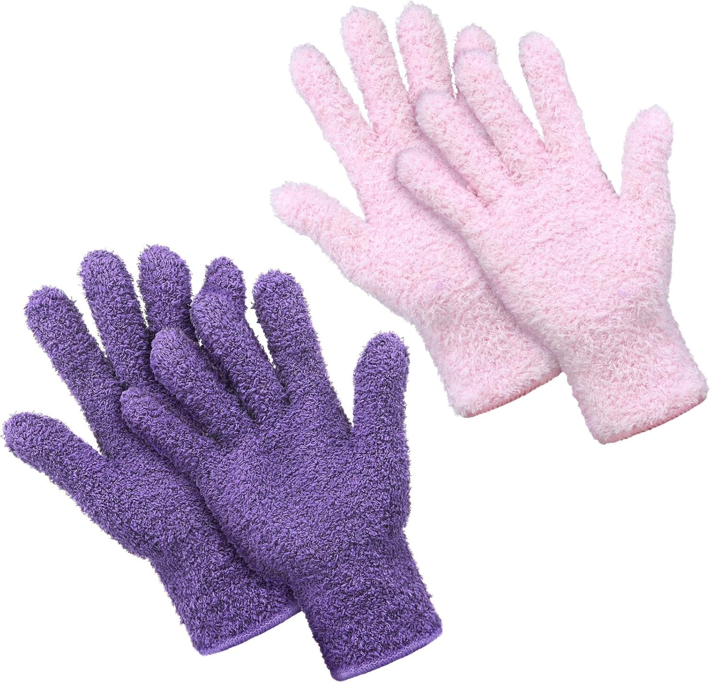 Patelai 2 Pairs Microfiber Gloves for plants Dusting Cleaning Glove Mittens House Cars Blinds Dusting(Blue, Grass Green,Large)