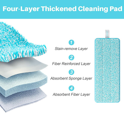 JOYMOOP 17.7-Inch Microfiber Flat Mop Replacement Pads – Washable Reusable Grey & Stripe, Pack of 4 Heavy-Duty Wet & Dry Refill for JOYMOOP Flat Mop & Bucket System