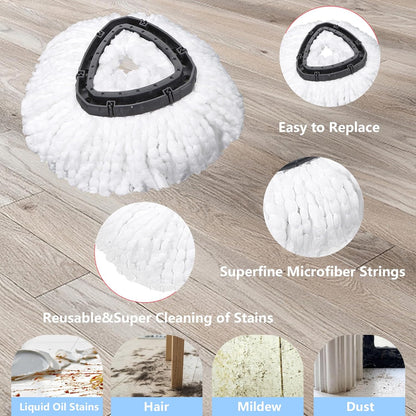 4 Packs Spin Mop Replacement Heads Compatible with Ocedar RinseClean 2-Tank System, 30-58" Mop Handle,Mop Scrub Brush and Base Combo Set,Mopping Refills Easy to Replace and Cleaning