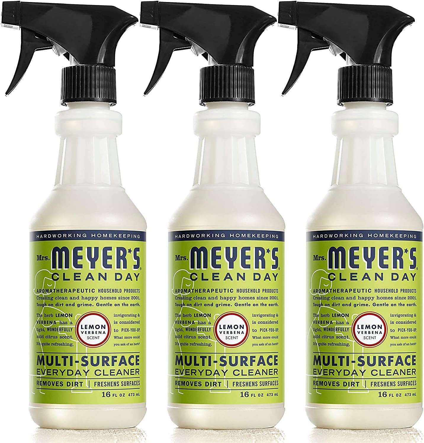 MRS. MEYER'S CLEAN DAY All-Purpose Cleaner Spray, Lemon Verbena, 16 Fl. Oz - Pack of 3