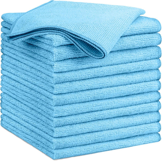 GLIMGLINT Microfiber Cleaning Cloth,12PK Reusable Cleaning Rags, Highly Absorbent Shop Rags Bulk, All-Purpose Car Cleaning Towels for TV Screen, Kitchen, Restaurant Garage, 14"X12", Multicolor