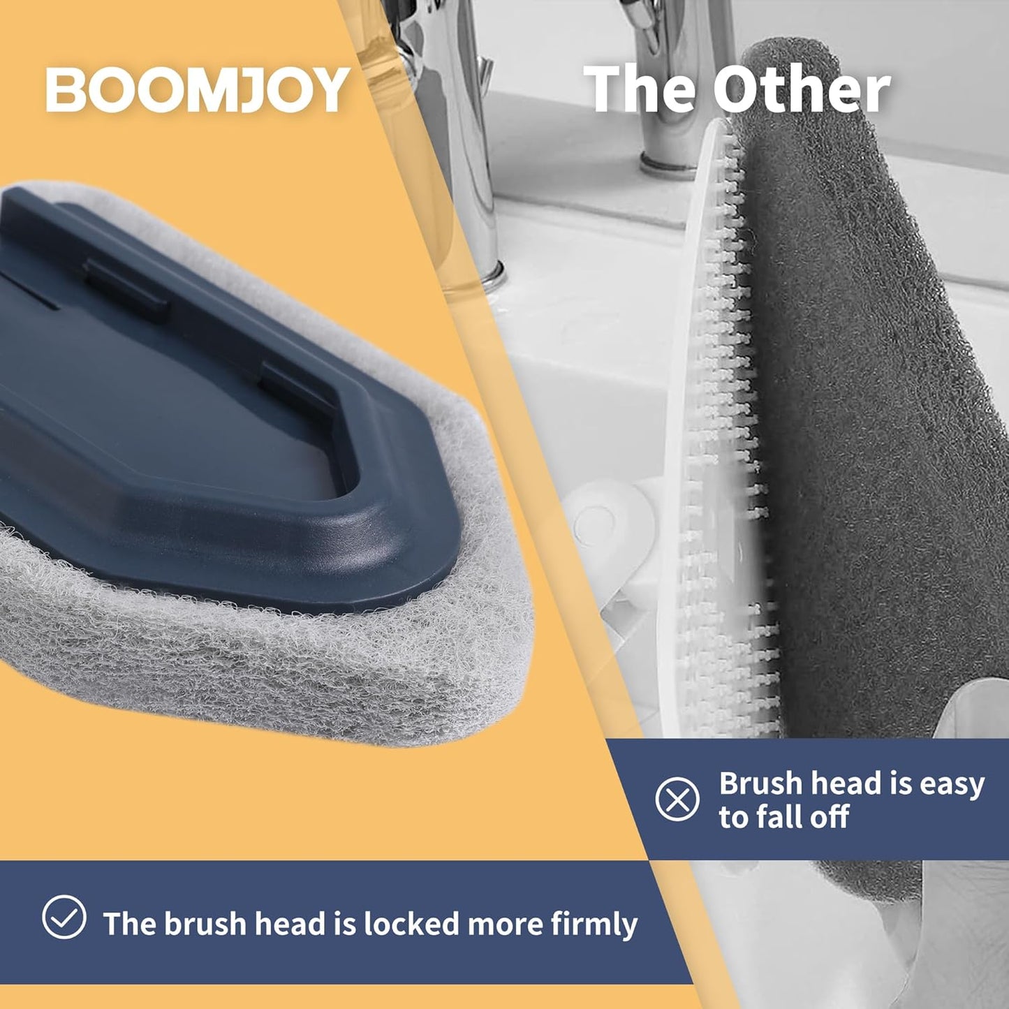BOOMJOY Tub Scrubber with Long Handle, 58" Extendable 3 in 1 Tub Cleaner Brush with Long Handle, No Scratch Shower Cleaning Brush for Bathtub, Bathroom Ceilings, Toilet, Kitchen, Floor