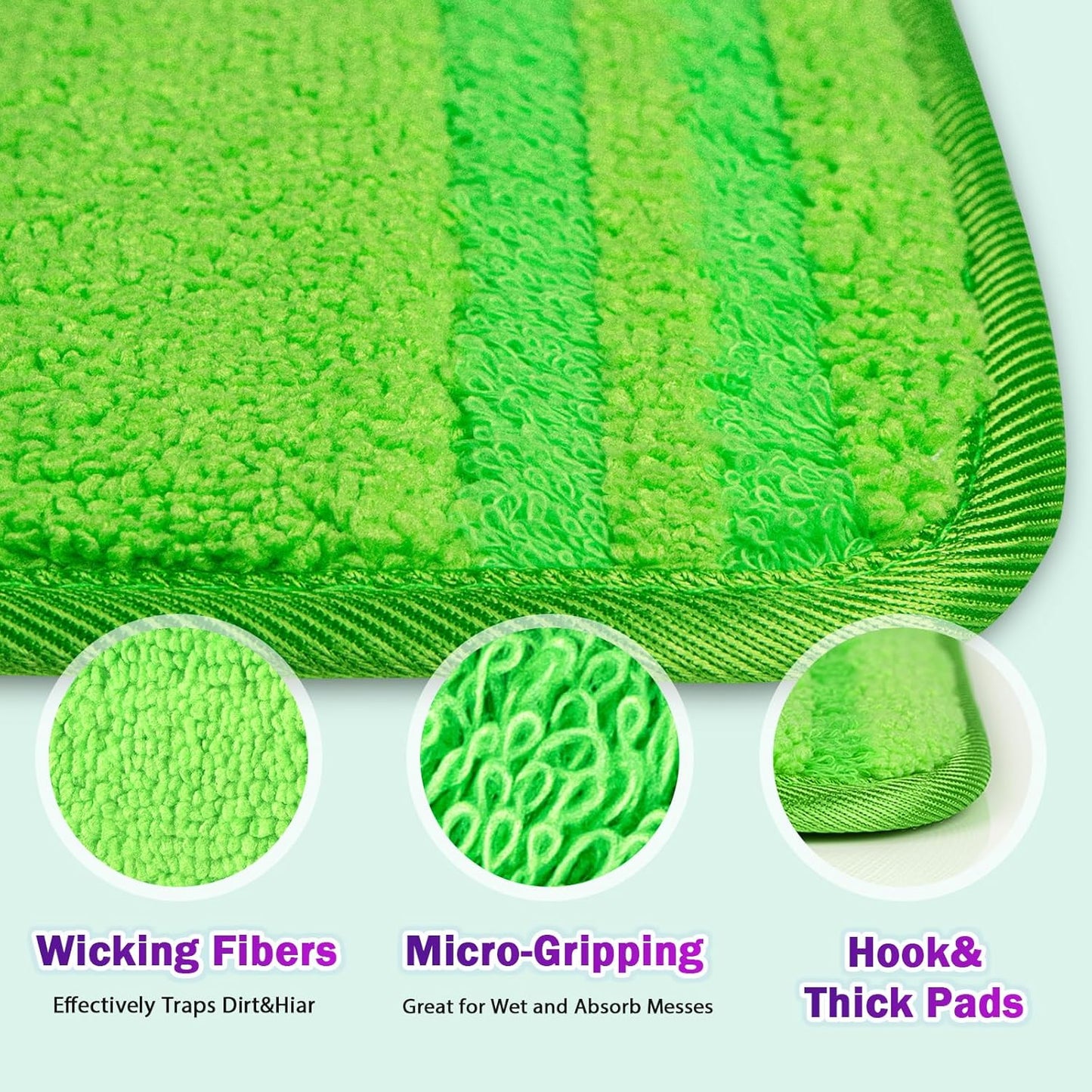 Orighty Microfiber Mop Pads Compatible with Swiffer Wet Jet, Reusable Swiffer Wet Jet Pads Refills, 12 Pack Machine Washable Replacement Pad for Multi Surface Wet & Dry Cleaning