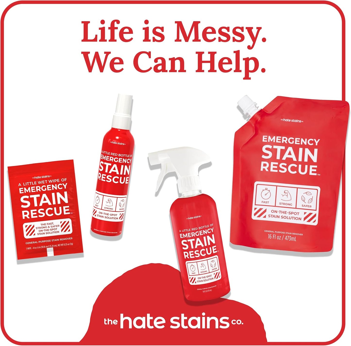 Emergency Stain Rescue Stain Remover Spray - For Wine & Coffee - Blood Stain Remover Clothes & Laundry - Carpet Cleaner Spray with No Added Phosphates - 2 x 4 Fl Oz