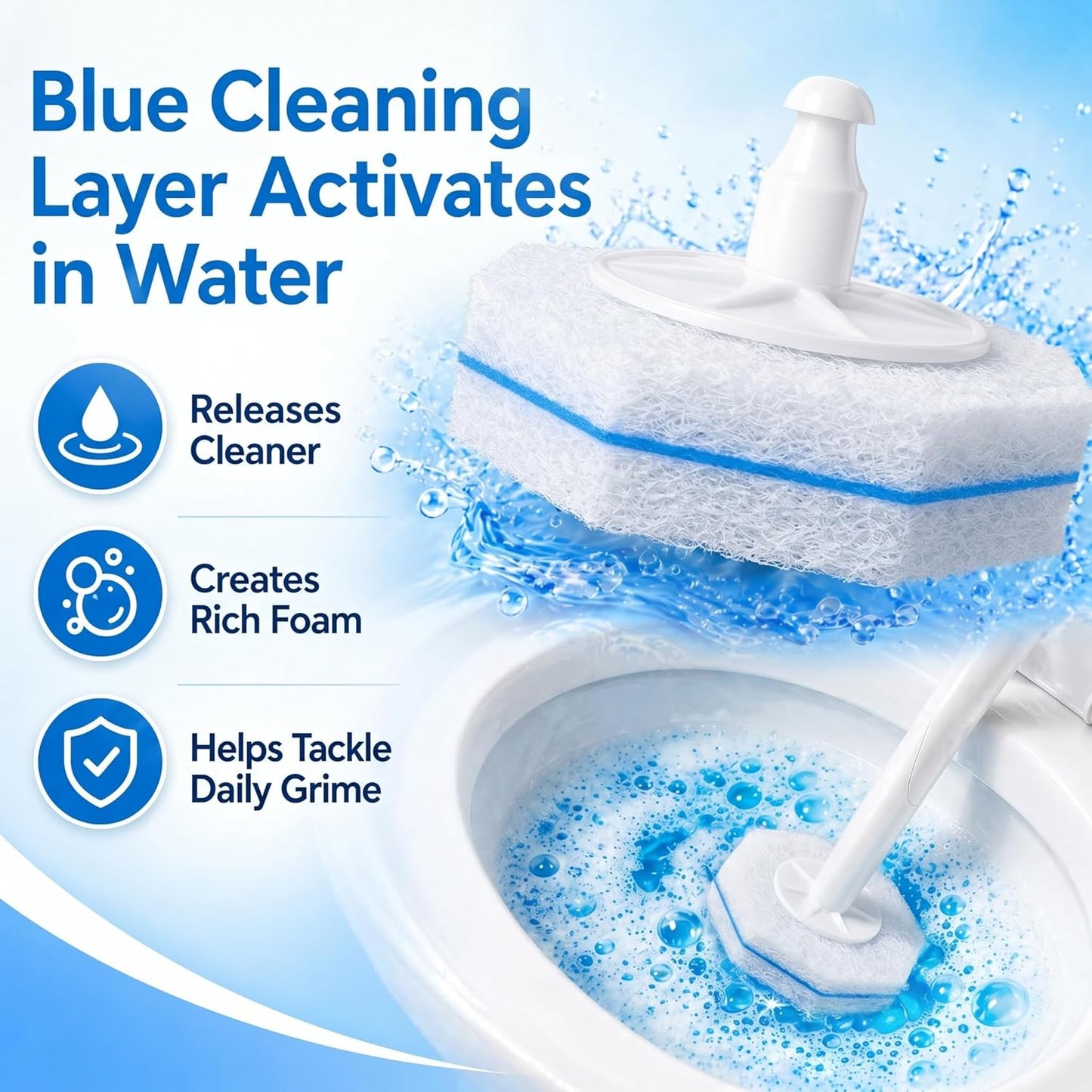 60 Count Toilet Wand Refills for Clorox Toilet Brush, Disposable Heads for Deep Cleaning, Instant Foam