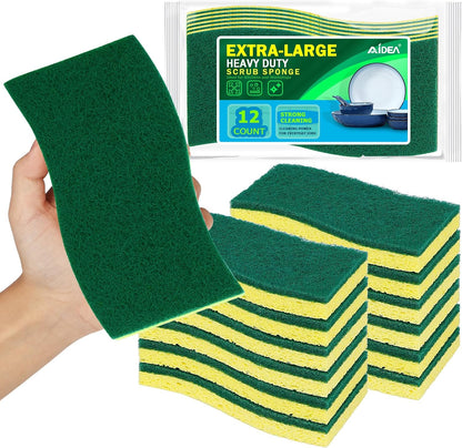 AIDEA XL Sponges Kitchen, 12Count, Non-Scratch Dish Sponges, Large Natural Sponge for Non Stick Cookware, Cellulose Cleaning Sponge for Dishes, Bathroom, Household