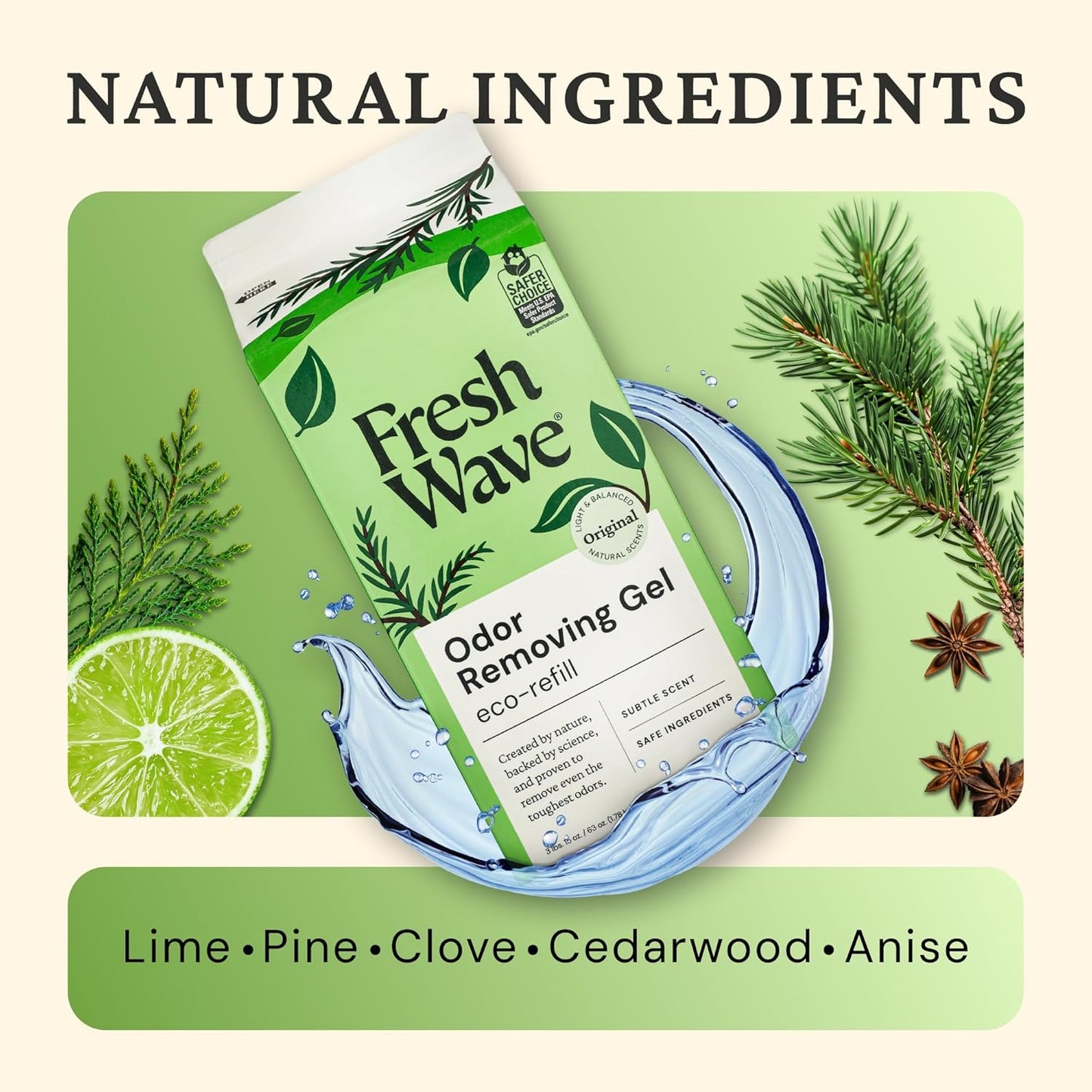 Fresh Wave Odor Removing Gel, 7 oz., Pack of 3 - Odor Absorbers for Home, Safer Odor Relief, Natural Plant-Based Odor Eliminator, Every 7 oz. lasts 15-30 Days, For Cooking, Trash & Pets