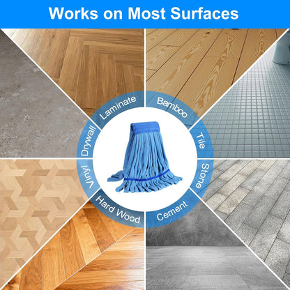 5 Pack Commercial Mop Head Replacement, Heavy Duty Microfiber Mop Heads, 6.6 in Industrial Headband Looped End Refill for Industrial Floor Cleaning Hardwood Tile Concrete, Vacuum Packaging 18oz